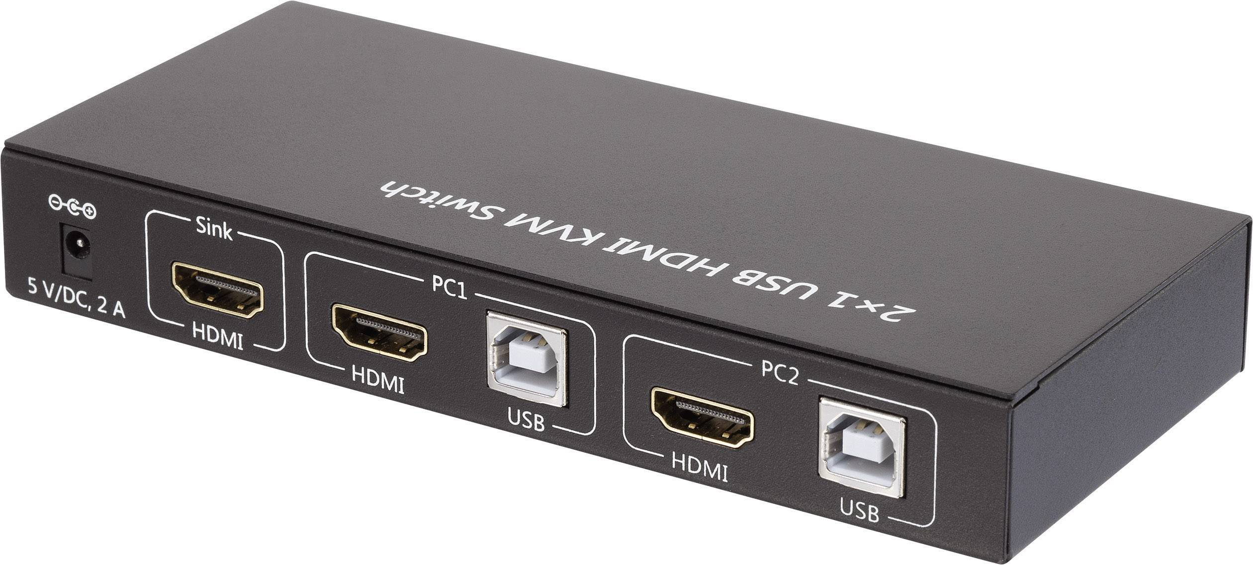 SpeaKa Professional 2 Port KVM-Umschalter HDMI USB 1920 x 1080 Pixel, 3840 x 2160 Pixel