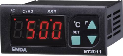 Enda ET2011-T-230 PID Temperaturregler J, K, T, S, R 0 bis +1700°C Relais 8 A, SSR (L x B x H) 71 x
