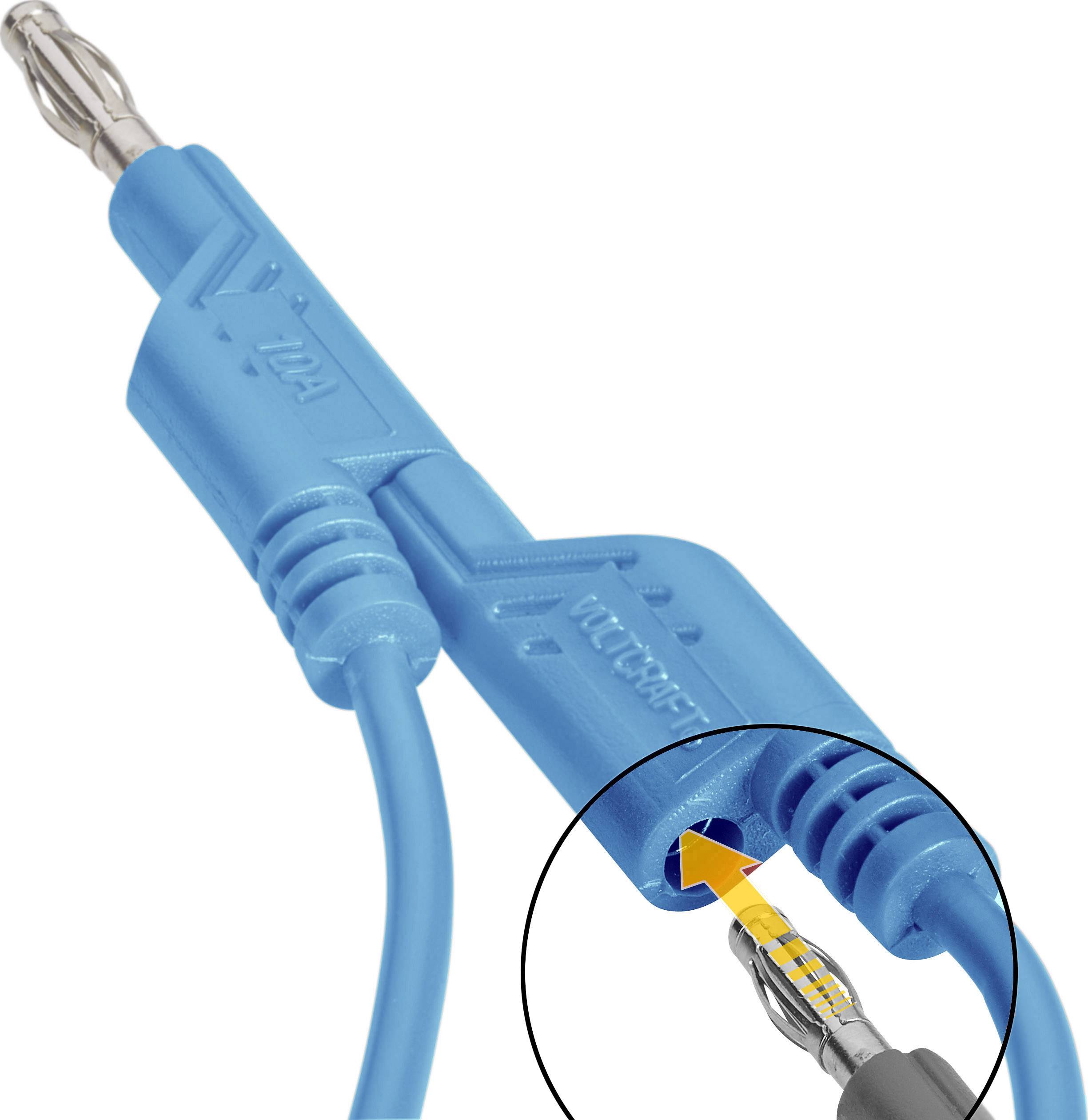 VOLTCRAFT Messleitung Lamellenstecker 4 mm Lamellenstecker 4 mm 1.00 m Blau