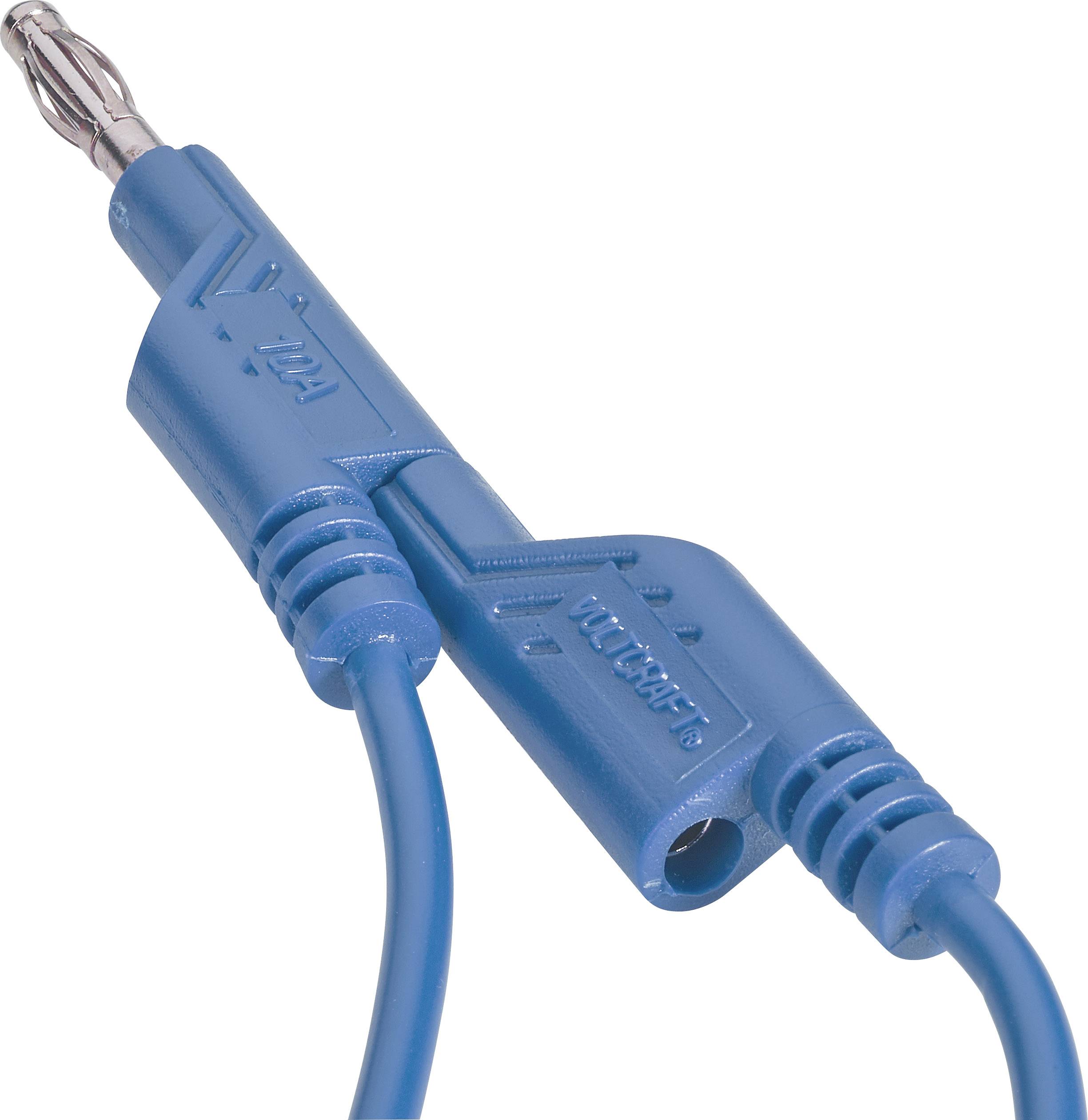 VOLTCRAFT Messleitung Lamellenstecker 4mm Lamellenstecker 4mm 1.00m Blau 1St.