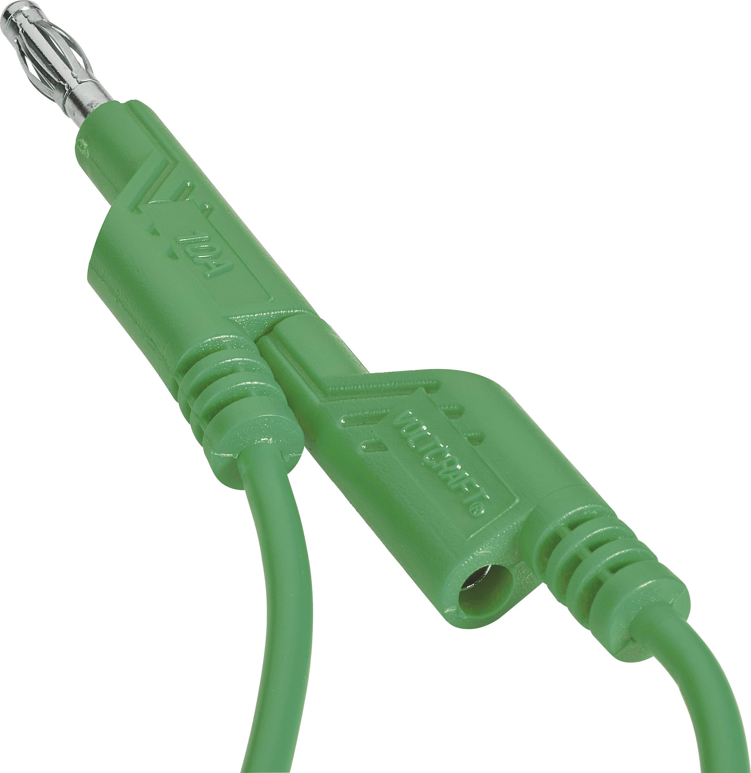 VOLTCRAFT Messleitung Lamellenstecker 4mm Lamellenstecker 4mm 1.00m Grün 1St.