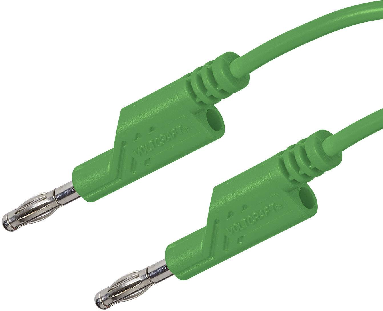 VOLTCRAFT Messleitung Lamellenstecker 4mm Lamellenstecker 4mm 1.00m Grün 1St.