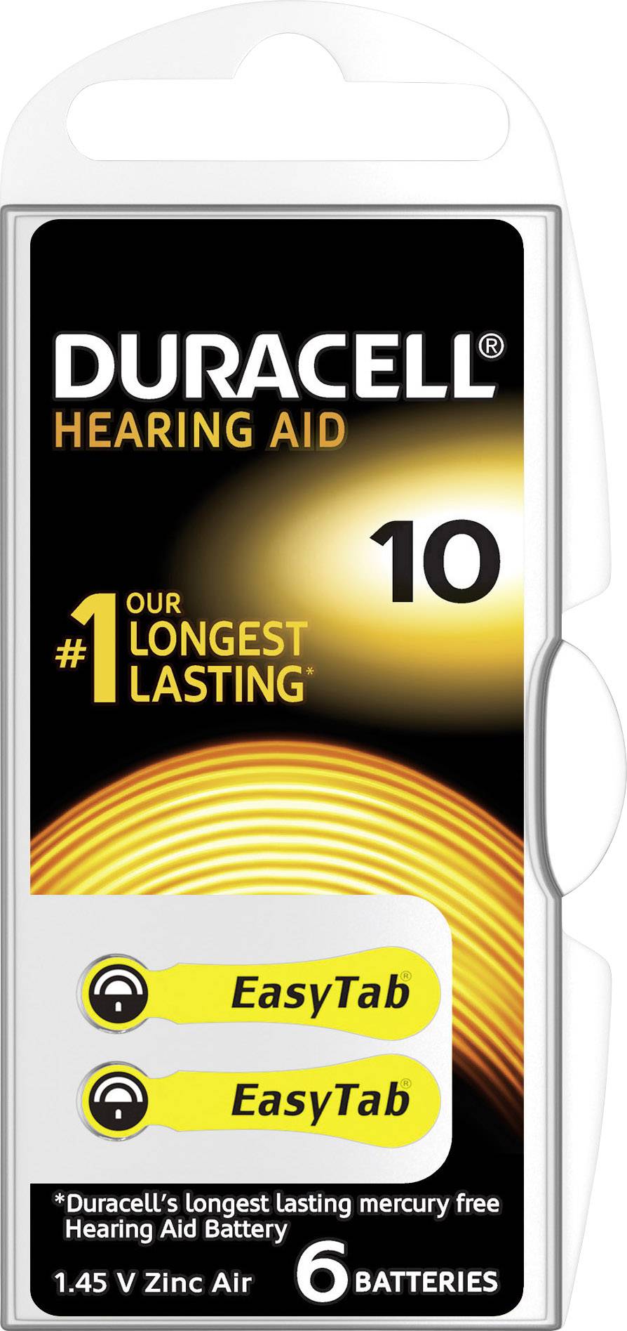 Duracell Knopfzelle ZA10 1.4 V 6 St. 95 mAh Zink-Luft DA 10