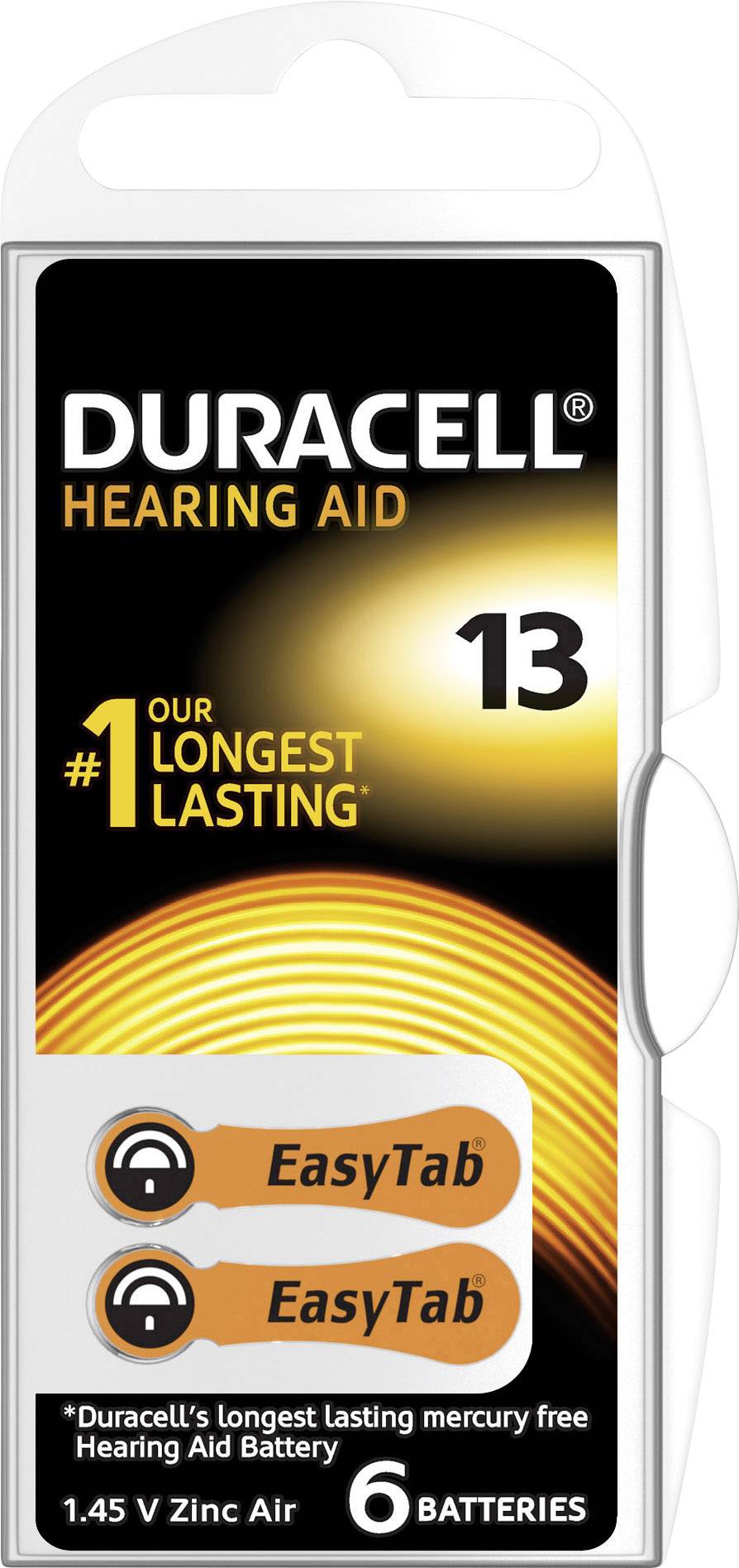 Duracell Knopfzelle ZA13 1.4 V 6 St. 300 mAh Zink-Luft Hearing Aid DA 13
