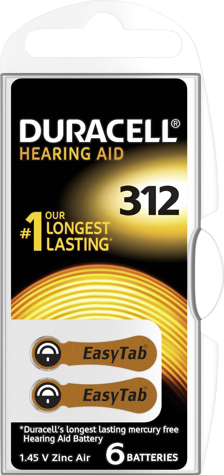 Duracell Knopfzelle ZA312 1.4 V 6 St. 175 mAh Zink-Luft DA 312
