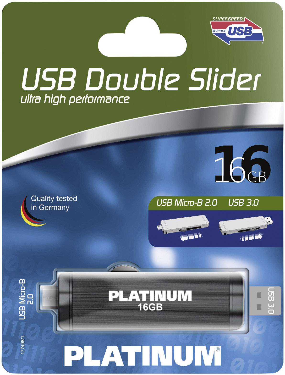 PLATINUM USB-STICK 16G DOUBLE SLIDER 3.0