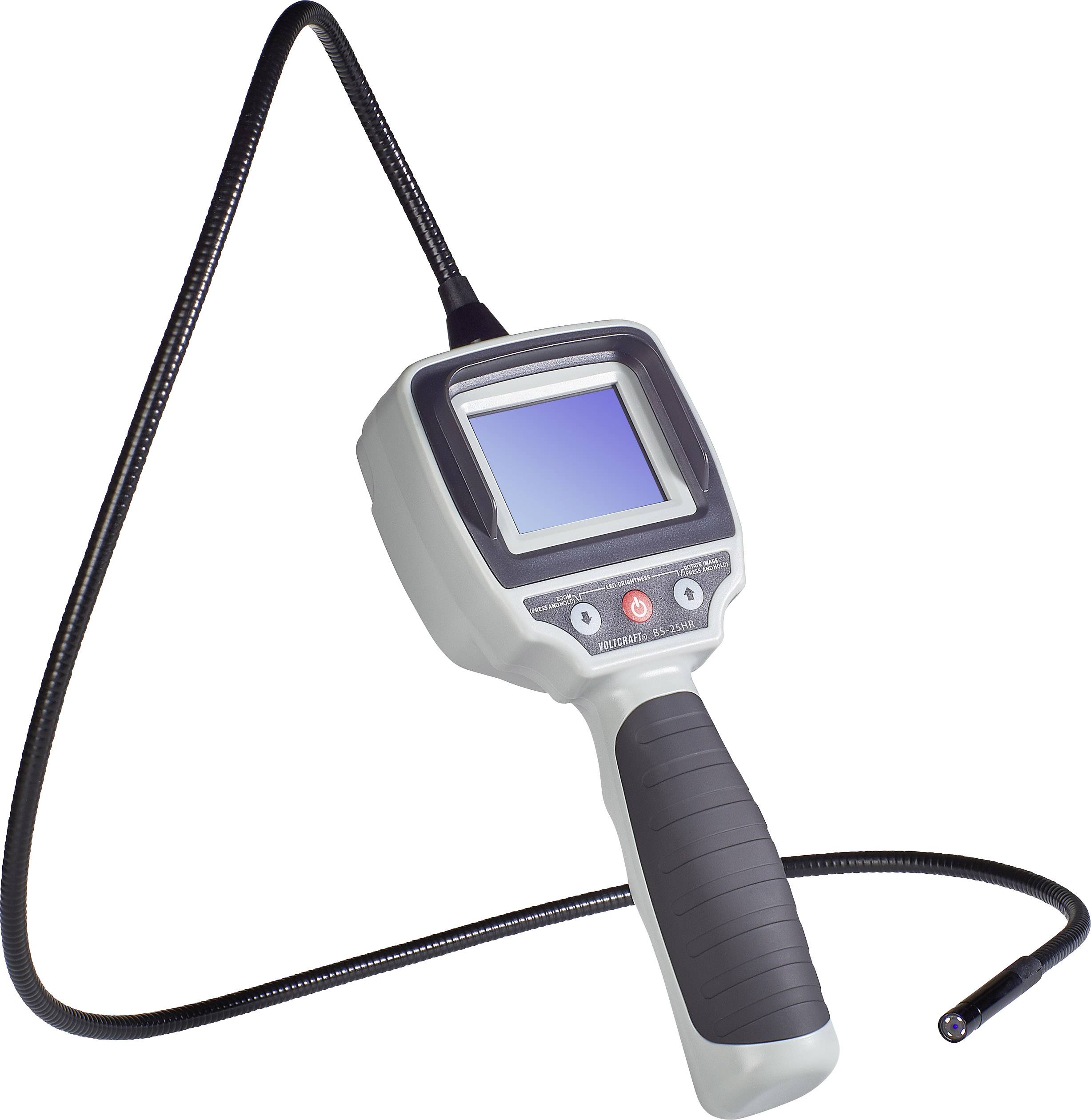 Ein tragbares Endoskop mit flexiblem Schwanenhals und Kamera für visuelle Inspektion von schwer zugänglichen Bereichen.