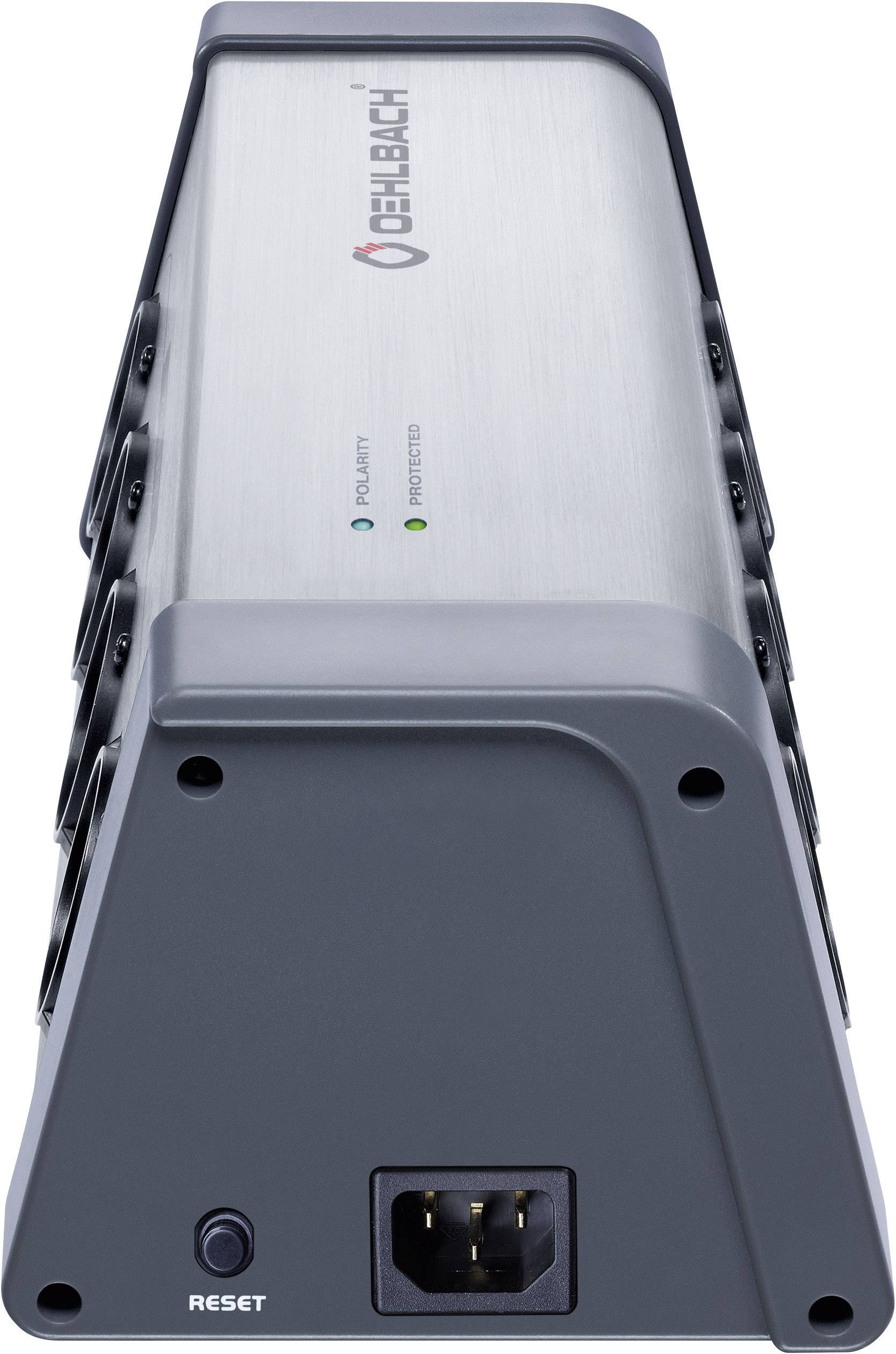 Oehlbach 13040 Überspannungsschutz-Steckdosenleiste 8fach Silber, Grau Schutzkontakt 1St.