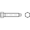 Technische Zeichnung einer Schraube und Mutter, Seiten- und Draufsicht, zeigt Form und Größe zur Veranschaulichung von Komponenten.