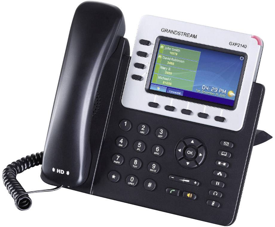 Grandstream GXP-2140 Systemtelefon,VoIP Bluetooth, Headsetanschluss Farb-TFT/LCD Schwarz, Silber