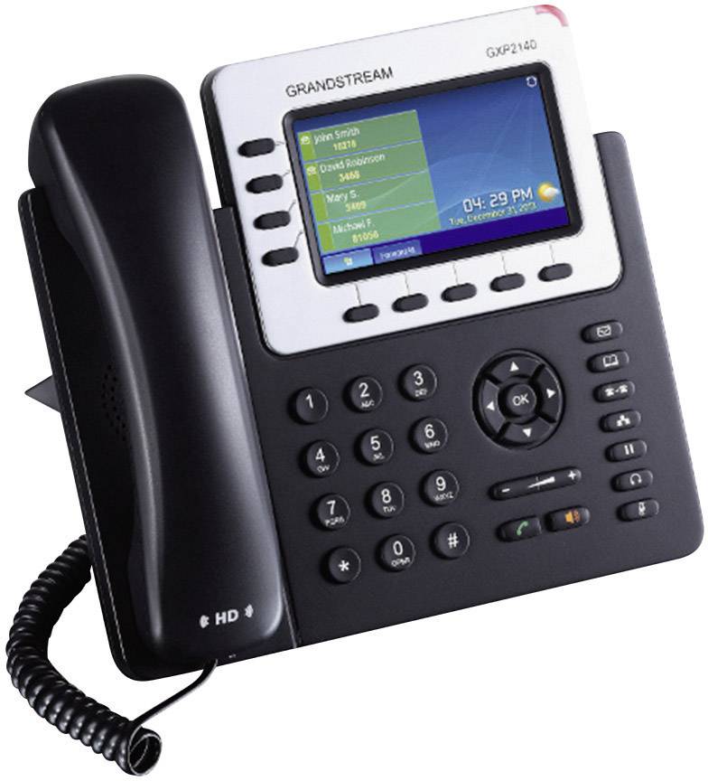 Grandstream GXP-2140 Systemtelefon,VoIP Bluetooth, Headsetanschluss Farb-TFT/LCD Schwarz, Silber