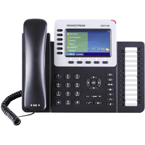 Grandstream GXP-2160 Systemtelefon,VoIP Bluetooth, Headsetanschluss Farbdisplay Schwarz, Silber