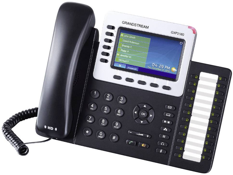 Grandstream GXP-2160 Systemtelefon,VoIP Bluetooth, Headsetanschluss Farbdisplay Schwarz, Silber