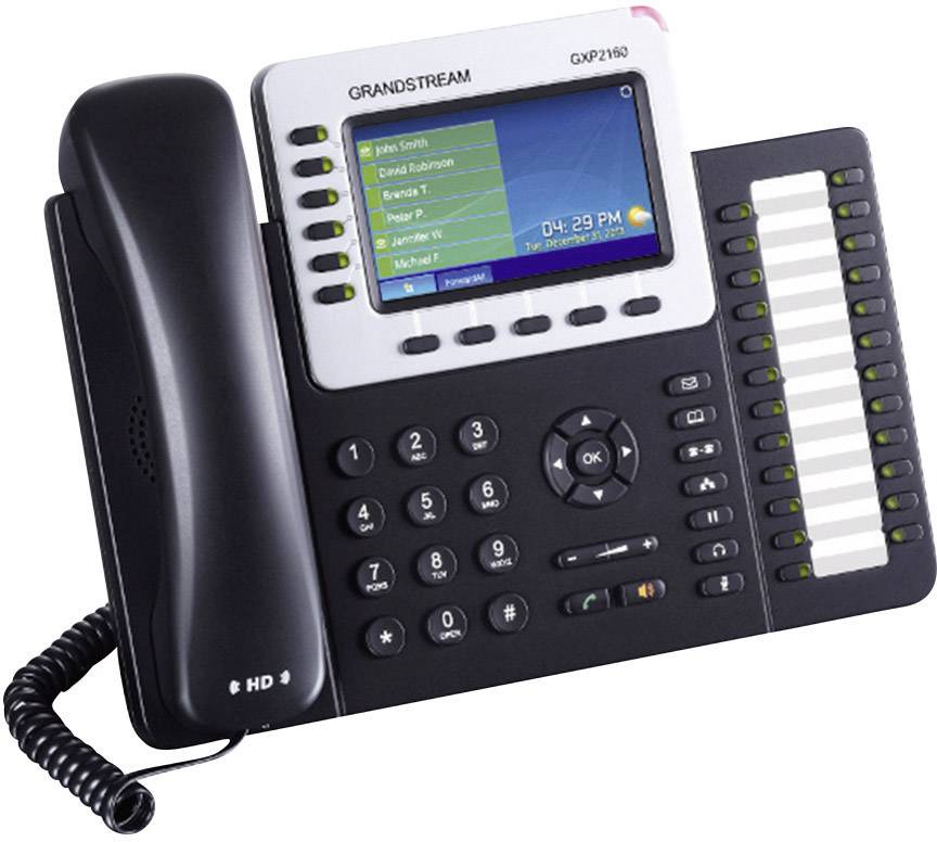 Grandstream GXP-2160 Systemtelefon,VoIP Bluetooth, Headsetanschluss Farbdisplay Schwarz, Silber