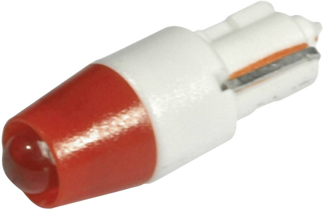 Weiß-rotes LED-Licht mit roter Kappe und seitlichen Metallkontakten, häufig in Fahrzeugbeleuchtungen verwendet.