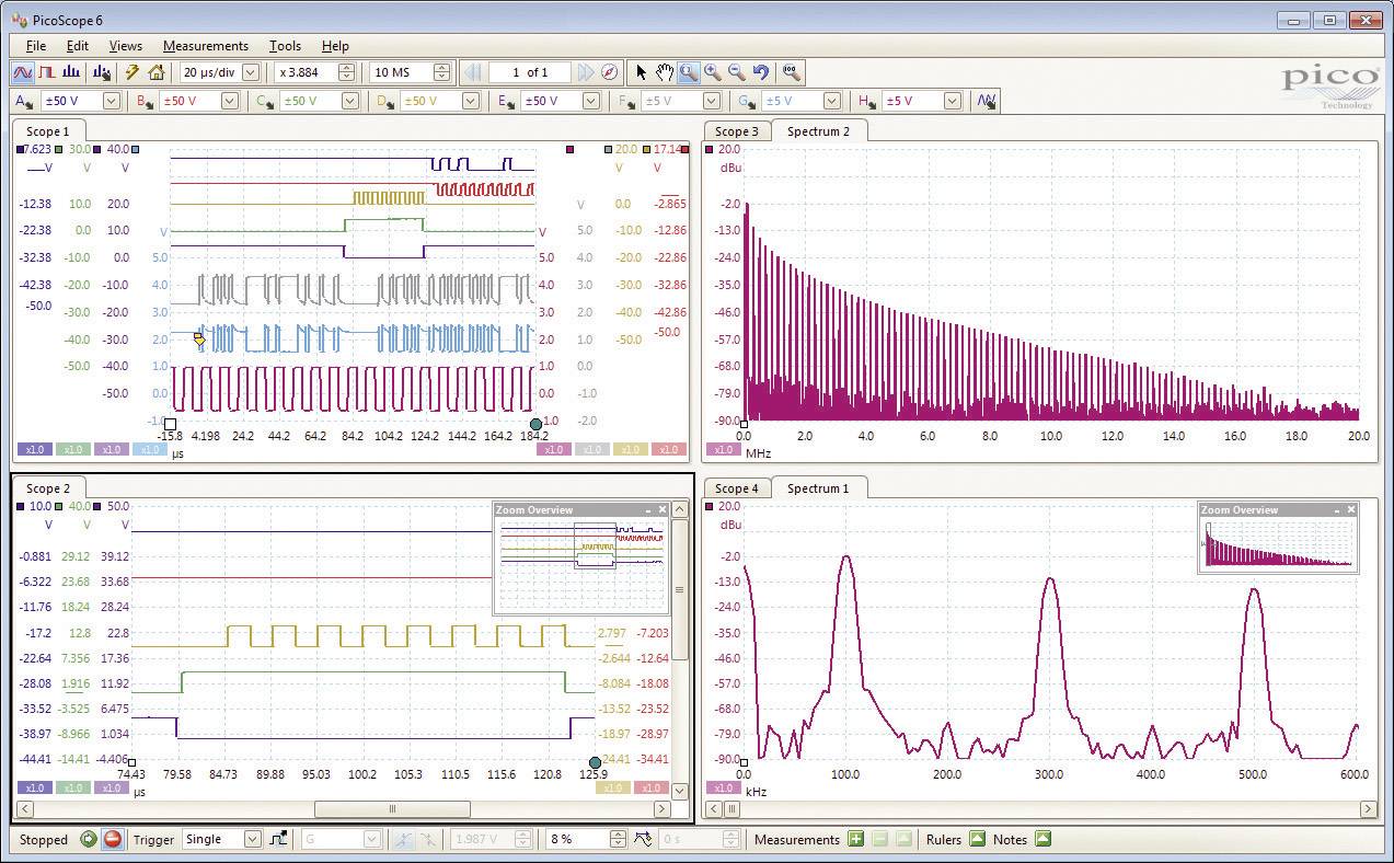 Pico USB-Oszilloskop PP916 20MHz 16-Kanal 40 MSa/s 32 Mpts 12 Bit Digital-Speicher (DSO), Funktionsgenerator, Spectrum-Analyser