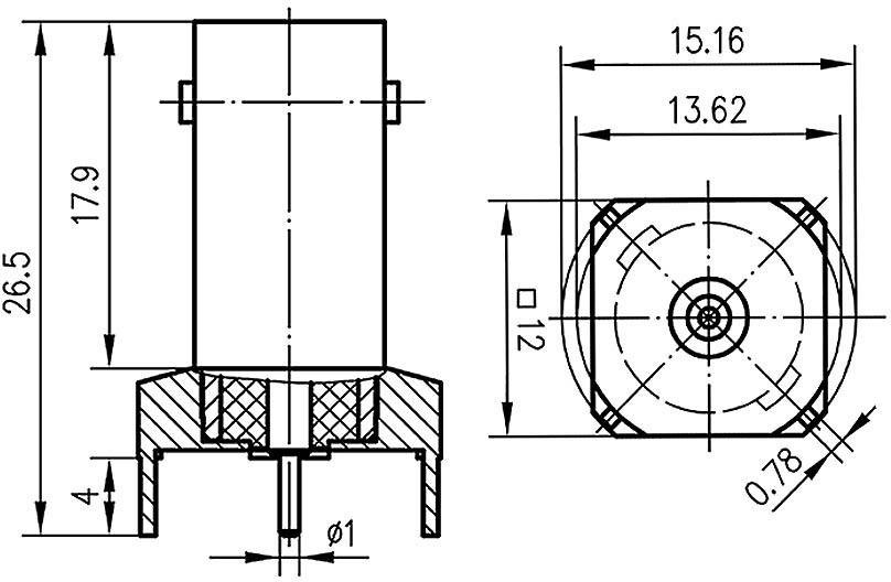 Telegärtner 100023417 100023417 BNC-Steckverbinder Buchse, Einbau vertikal 50Ω 1St.