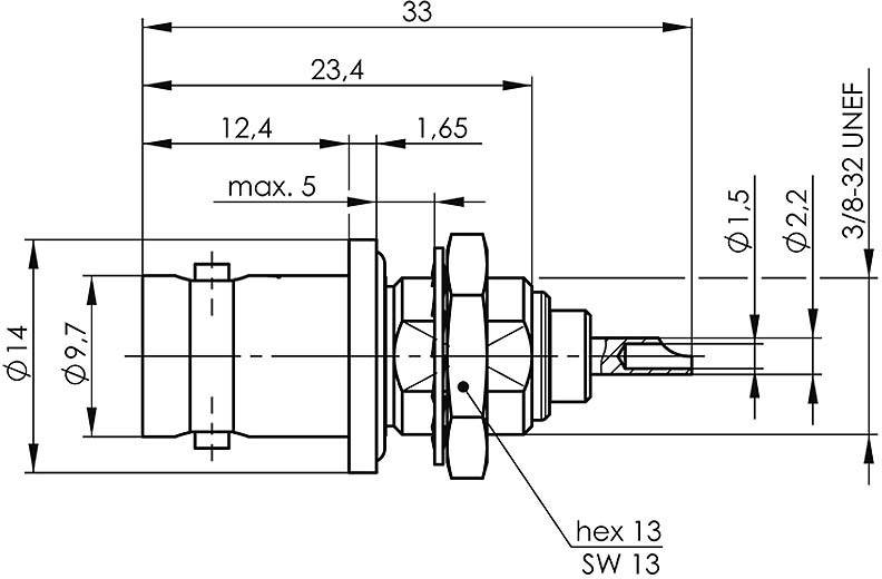 Telegärtner 100023399 100023399 BNC-Steckverbinder Buchse, Einbau vertikal 50Ω 1St.