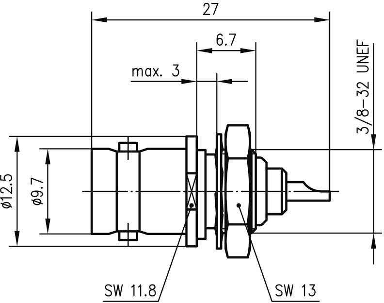 Telegärtner 100023404 100023404 BNC-Steckverbinder Buchse, Einbau vertikal 50Ω 1St.