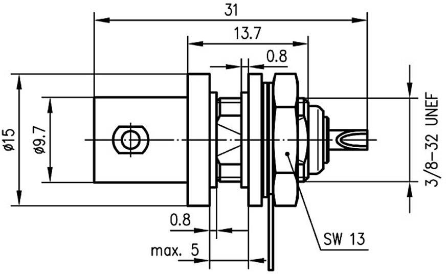 Telegärtner 100023437 100023437 BNC-Steckverbinder Buchse, Einbau vertikal 50Ω 1St.