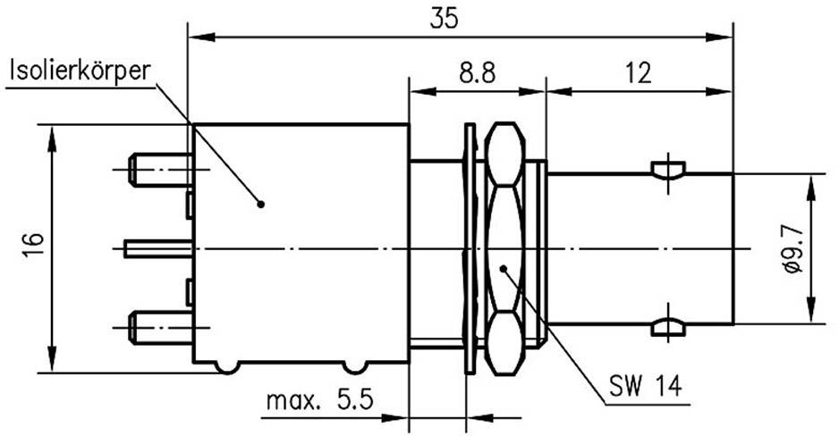 Telegärtner 100023441 100023441 BNC-Steckverbinder Buchse, Einbau vertikal 50Ω 1St.