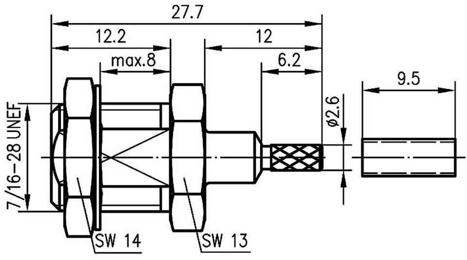 Telegärtner 100027727 100027727 FME-Steckverbinder Stecker, Einbau vertikal 50Ω 1St.