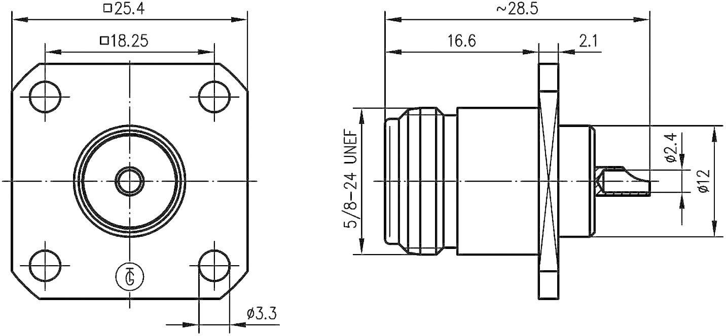Telegärtner 100024104 100024104 N-Steckverbinder Buchse, Einbau 50Ω 1St.