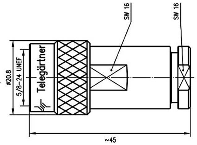 Telegärtner 100023990 100023990 N-Steckverbinder Stecker, gerade 50Ω 1St.