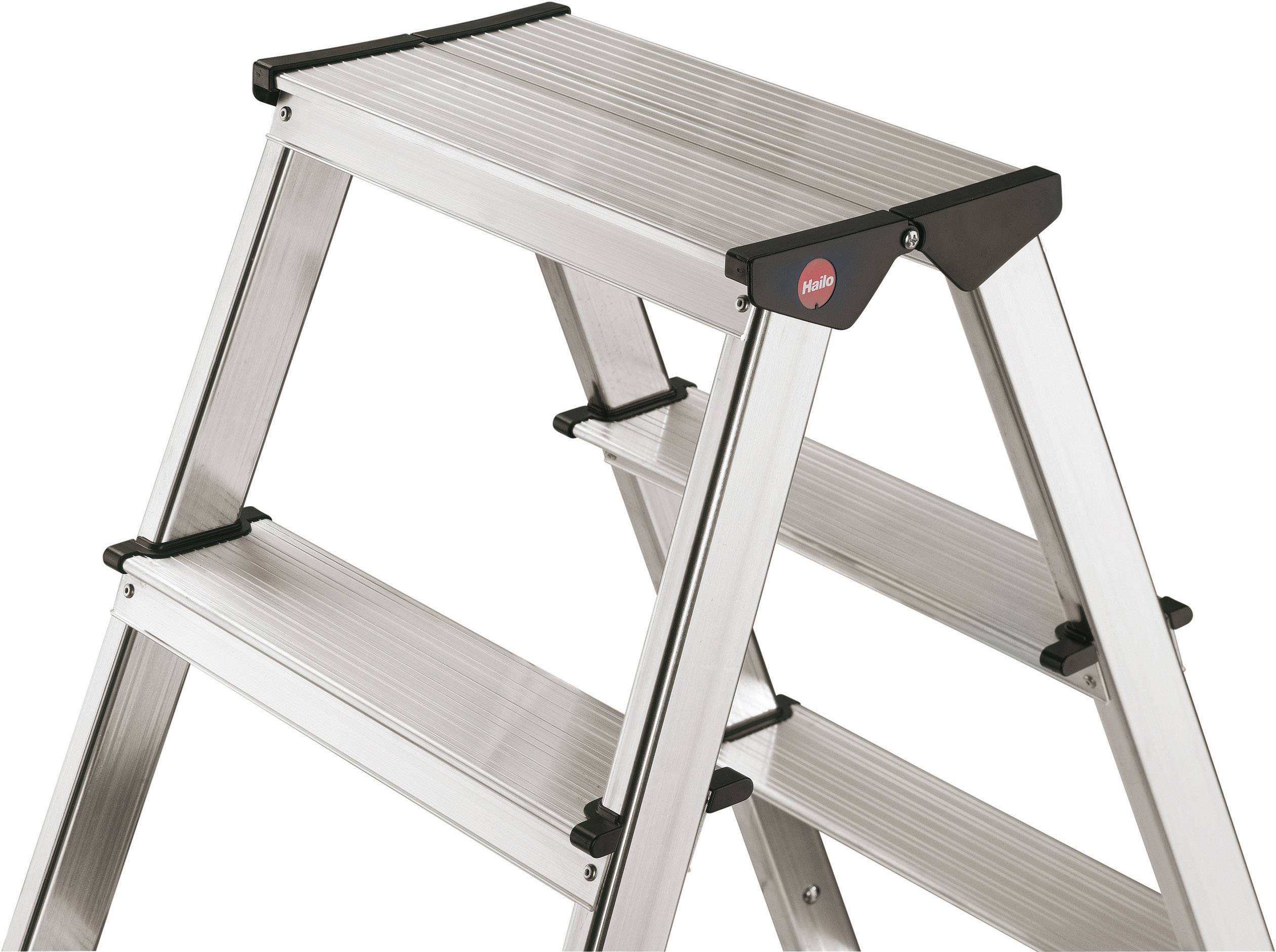 Hailo  8655-001 Aluminium Stufen-Doppelleiter  Arbeitshöhe (max.): 2.65 m Silber 5 kg