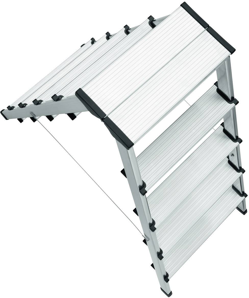 Hailo  8655-001 Aluminium Stufen-Doppelleiter  Arbeitshöhe (max.): 2.65 m Silber 5 kg
