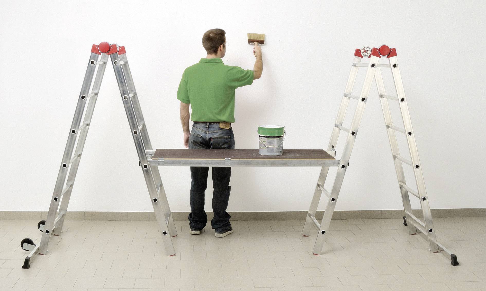 Hailo 9459-501 1-2-3 500 Combi Aluminium Gerüst fahrbar Arbeitshöhe (max.): 4.35m Silber, Rot 31kg