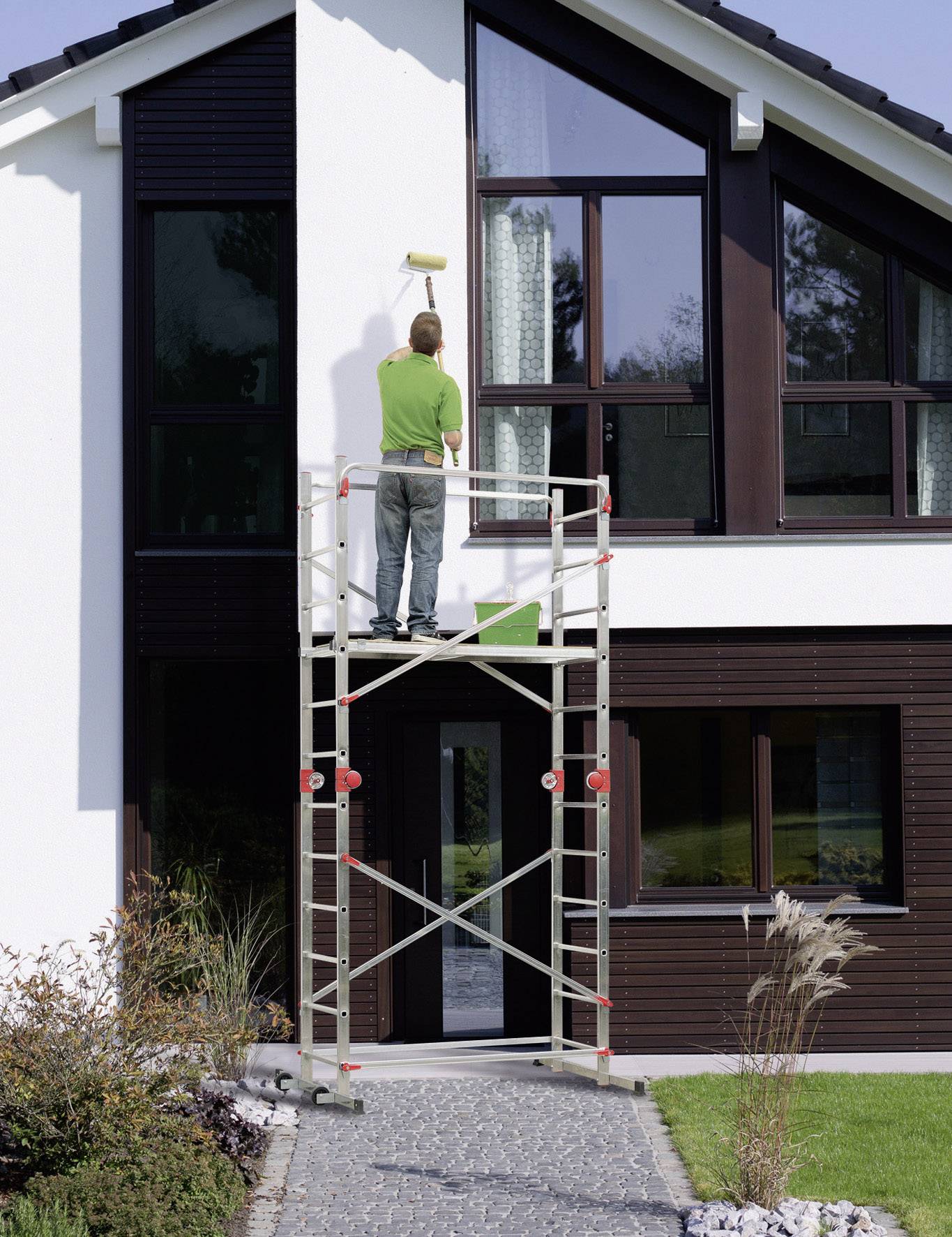 Hailo 9459-501 1-2-3 500 Combi Aluminium Gerüst fahrbar Arbeitshöhe (max.): 4.35m Silber, Rot 31kg