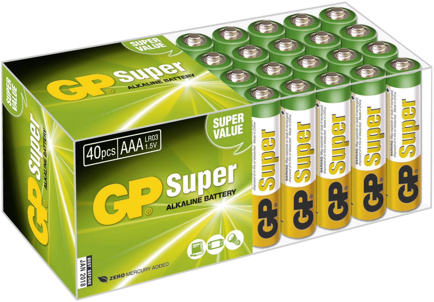 GP Super Micro (AAA)-Batterie Alkali-Mangan 1.5 V 40 St.