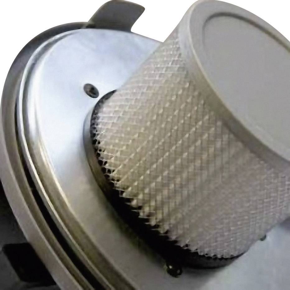 Ein Luftfilter, zylinderförmig mit gefaltetem Papiermaterial, montiert in einem Metallrahmen, möglicherweise ein Teil einer Maschine.