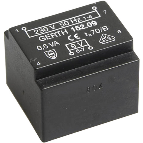 Gerth PT201201 Printtransformator 1 x 230V 1 x 12 V/AC 0.50 VA 41mA