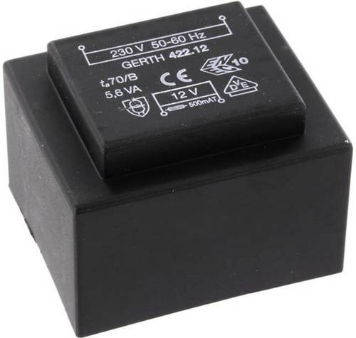 Gerth PTB421202 Printtransformator 1 x 230V 2 x 6 V/AC 5.60 VA 466mA