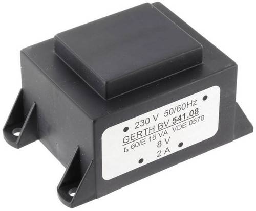 Gerth PTA543602 Printtransformator 1 x 230V 2 x 18 V/AC 16 VA 444mA