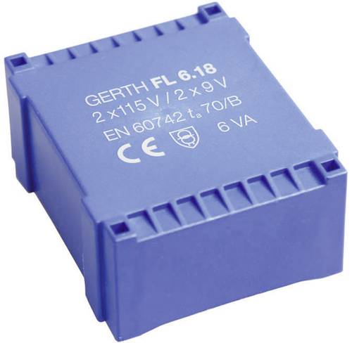 Gerth FL6.12 Printtransformator 2 x 115V 2 x 6 V/AC 6 VA 500mA