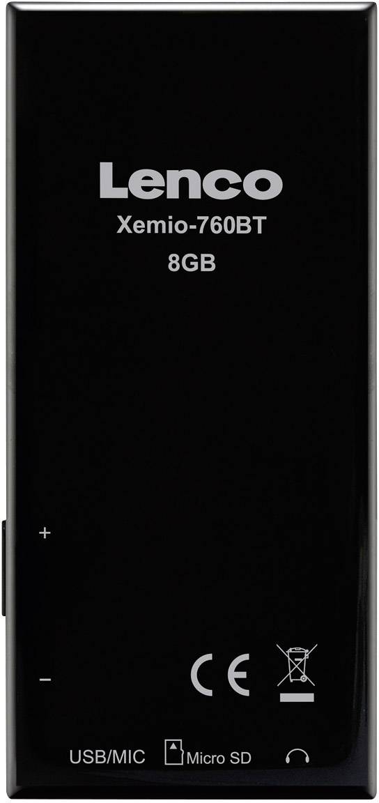 Lenco Xemio-760 BT MP3-Player, MP4-Player 8 GB Schwarz Bluetooth®, Schrittzähler, eBook-Funktion