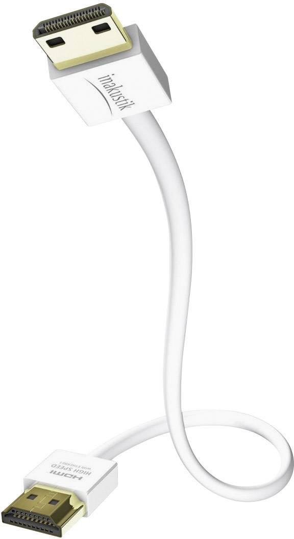 Inakustik HDMI Anschlusskabel HDMI-A Stecker, HDMI-Mini-C Stecker 5.00 m Weiß 004246205 Audio Return Channel, vergoldete Steckkontakte HDMI-Kabel