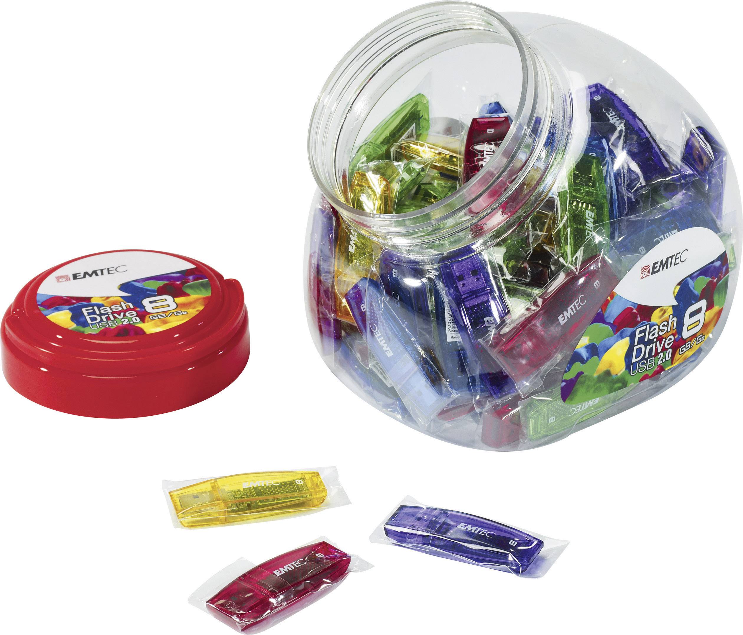 Emtec Candy Jar USB-Stick 8 GB Gelb, Violett, Rot, Blau, Grün ECMMD8GC410JAR80 USB-A (USB 2.0)