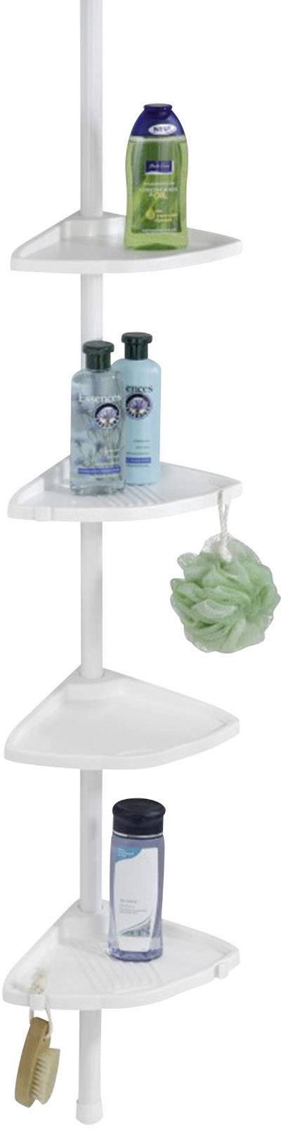 Wenko 3201010100 Compact Duschecke Aluminium, Polystyrol Weiß 4 Haken, 4 Etagen, ausziehbar 1 St.