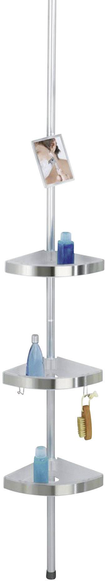 Wenko 20349500 Premium Duschecke Aluminium, Polystyrol Aluminium (satiniert) ausziehbar, 3 Ablagekörbe, 2 Haken 1 St.
