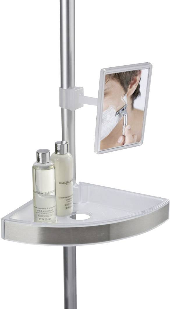 Wenko 20349500 Premium Duschecke Aluminium, Polystyrol Aluminium (satiniert) ausziehbar, 3 Ablagekörbe, 2 Haken 1St.