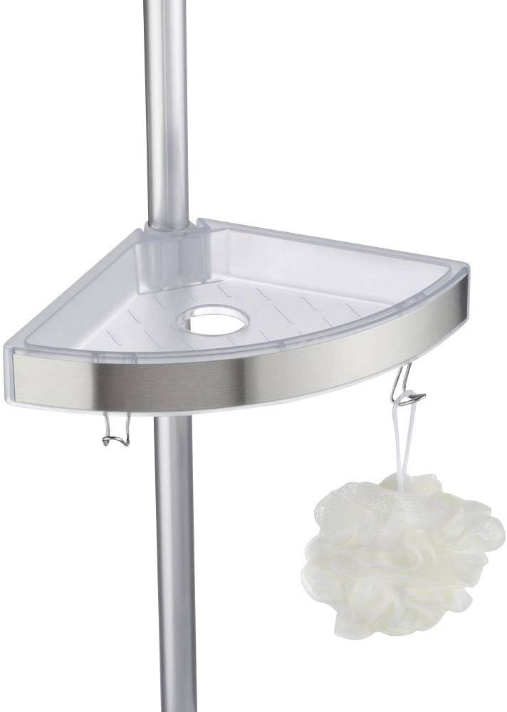 Wenko 20349500 Premium Duschecke Aluminium, Polystyrol Aluminium (satiniert) ausziehbar, 3 Ablagekörbe, 2 Haken 1 St.