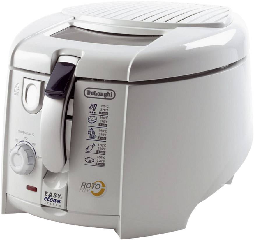 DeLonghi Roto Fry Fritteuse 1800W Mit Rotierendem Frittierkorb Wei 