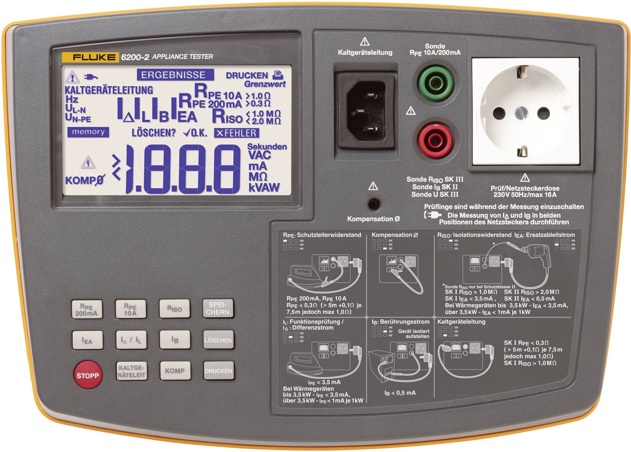 Fluke 6200-2 Installationstester EN61557-1: 1997 EN61557-2: 1997 EN61557-4: 1997 EN61557-6: 1997 DI