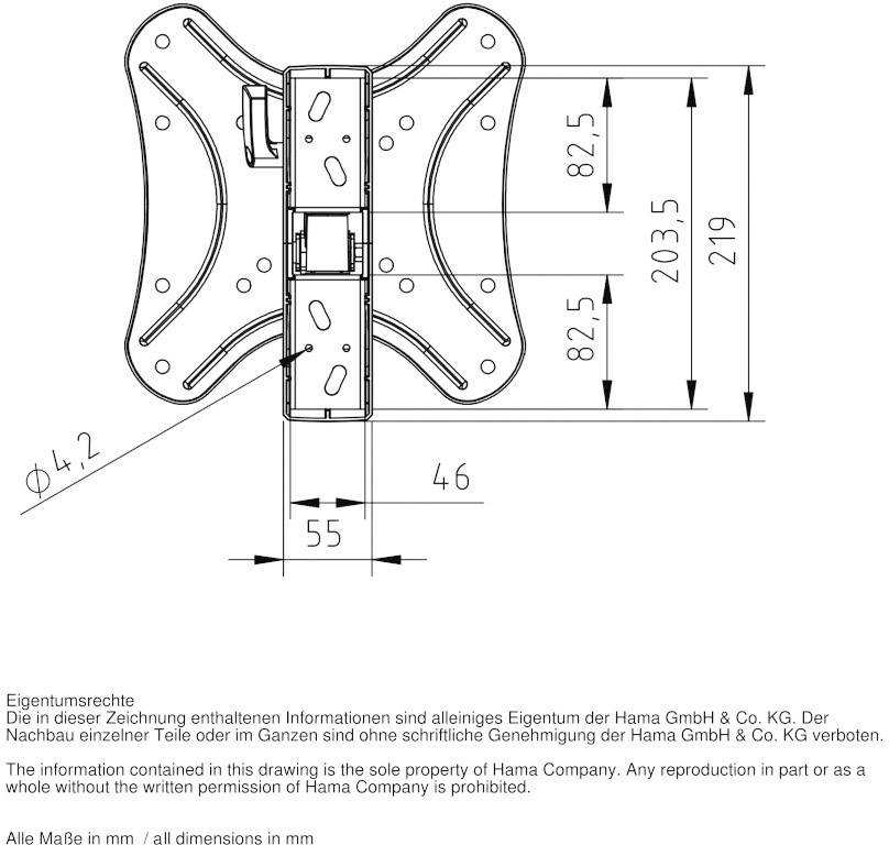 Hama 00108726 FULLMOTION Ultraslim L TV-Wandhalterung 25,4 cm (10") - 116,8 cm (46") Neigbar, Schwenkbar, Rotierbar