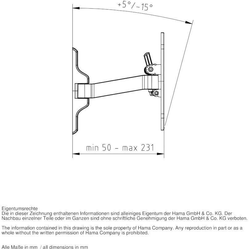 Hama 00108726 FULLMOTION Ultraslim L TV-Wandhalterung 25,4 cm (10") - 116,8 cm (46") Neigbar, Schwenkbar, Rotierbar