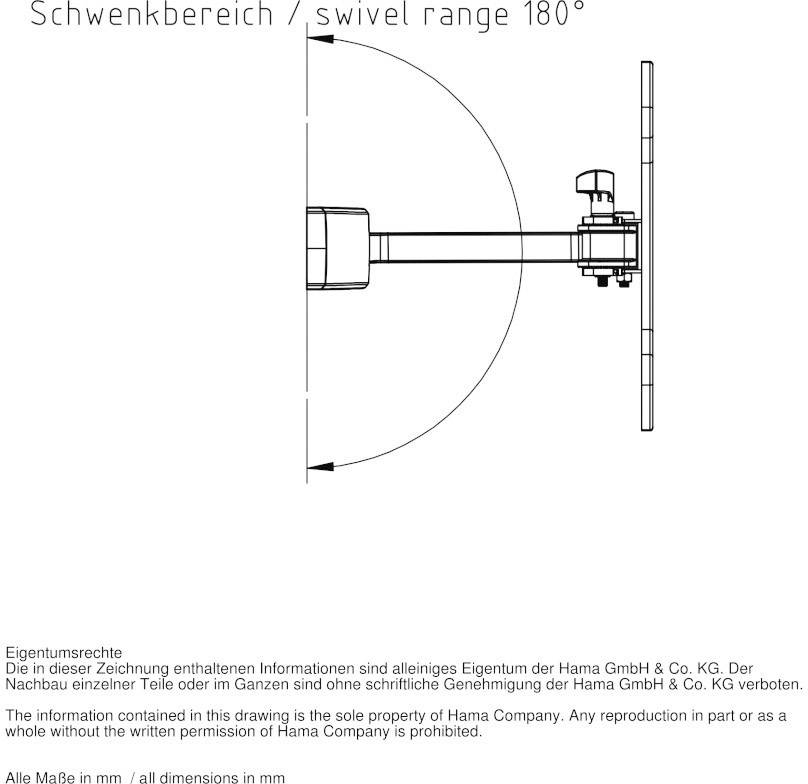 Hama 00108726 FULLMOTION Ultraslim L TV-Wandhalterung Integrierte Wasserwaage, Ausziehbar 25,4 cm (10") - 116,8 cm (46") Neigbar+Schwenkbar